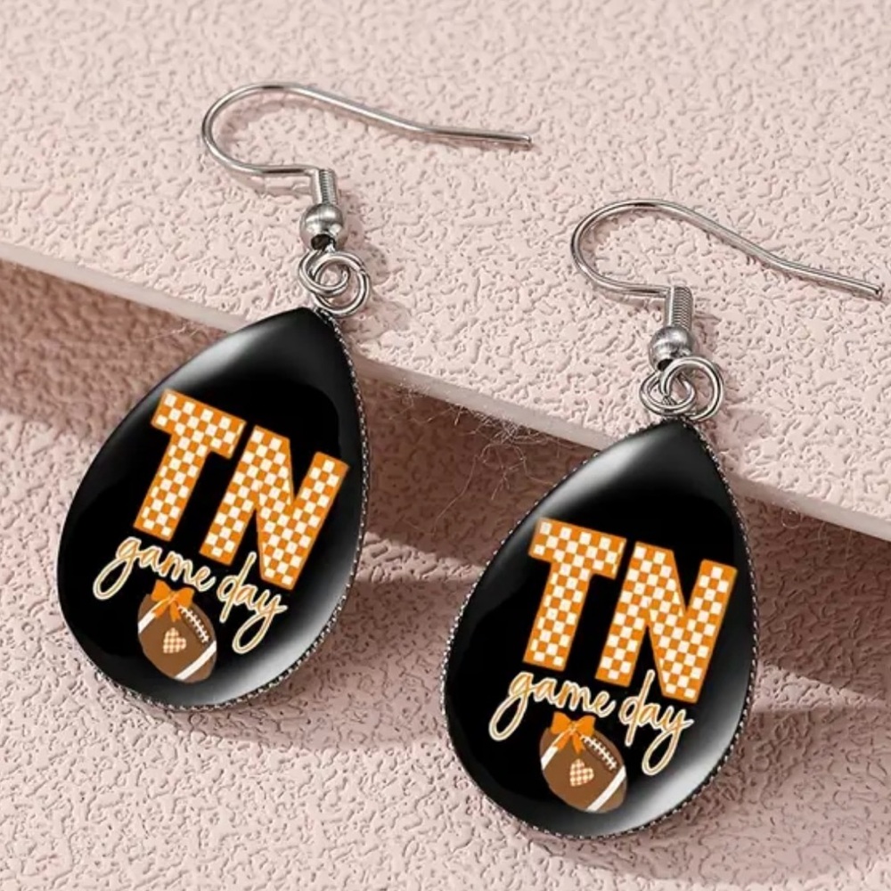 Black and Orange Teardrop Earrings with Bold Design